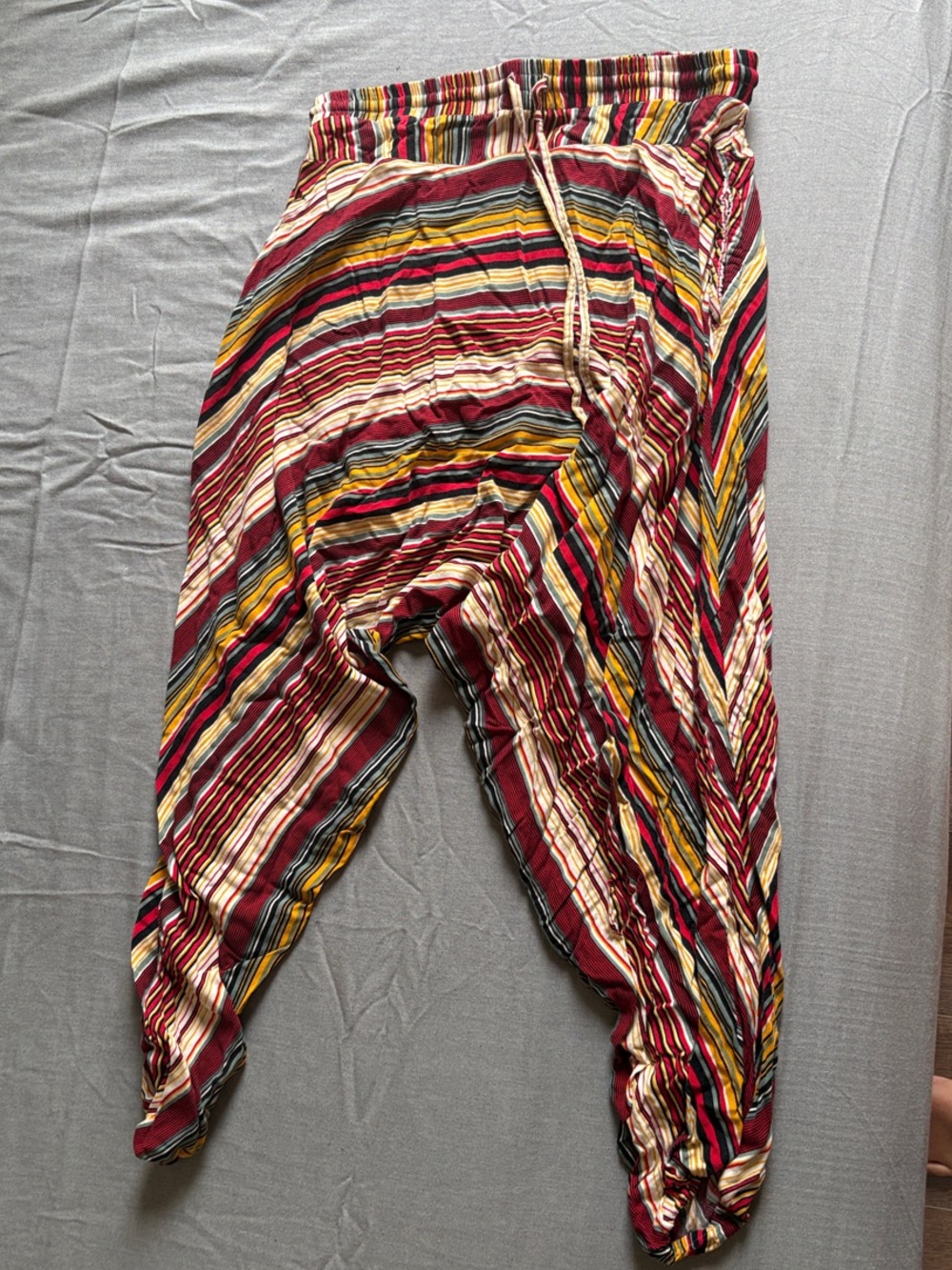 Women's Buddha Striped Harem Pants - Red Stripped / Multicolor